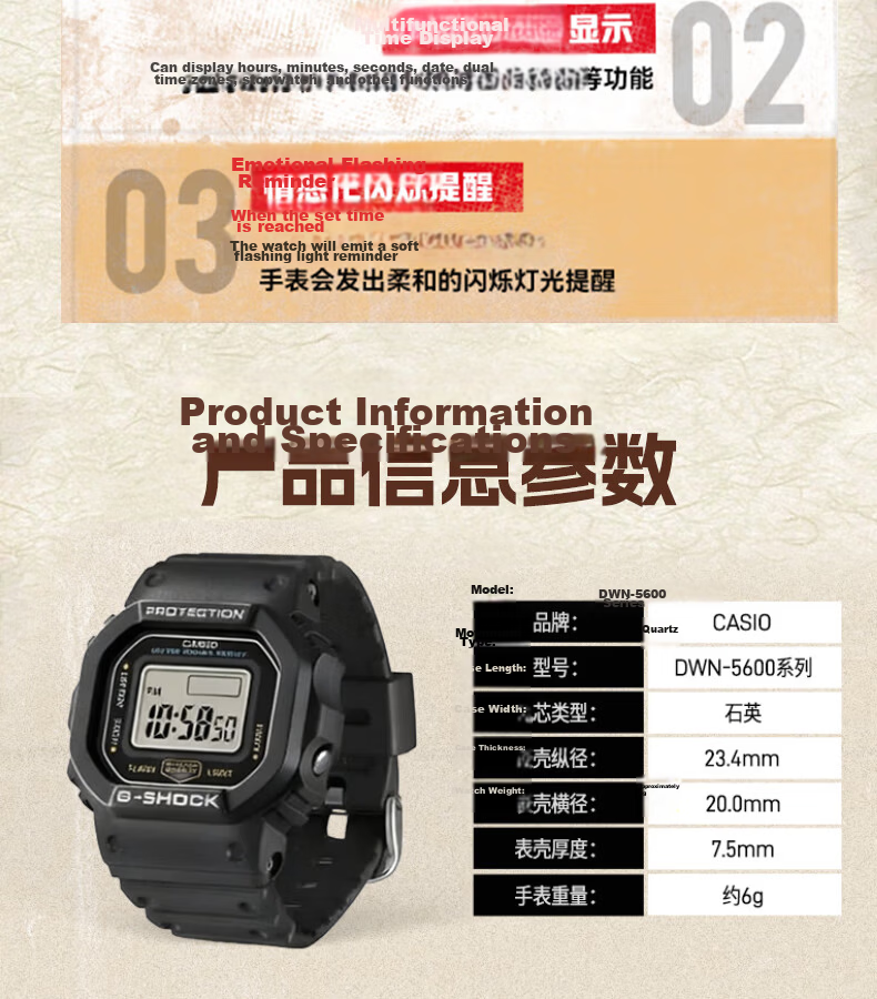 CASIO Unisex Adjustable Mini Square Digital Wristwatch Trendy Ring Style DWN-5600-1 Birthday Gift 7