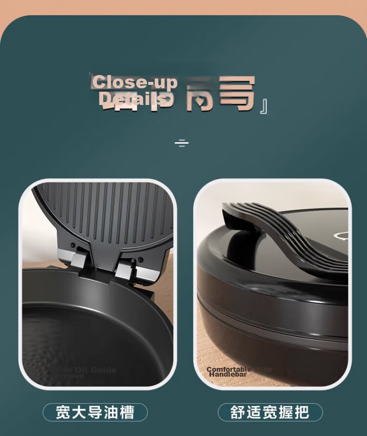 AUX Stainless Steel Electric Griddle 0 Coating 36mm Deep 2000W Double-Sided Heating Electric Pancake Maker Non-Stick Electric Frying Pan Breakfast Machine AKP-30A44-BC 22