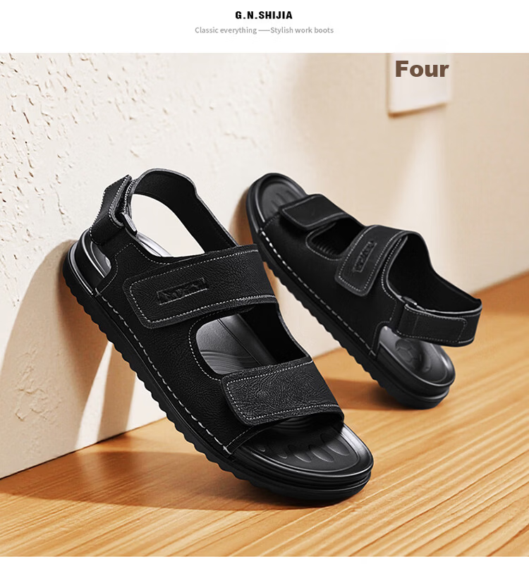 Bull Family Men's Leather Sandals Summer New Breathable Casual Comfortable Durable Beach Shoes Lightweight Versatile Outdoor Shoes for Men 17