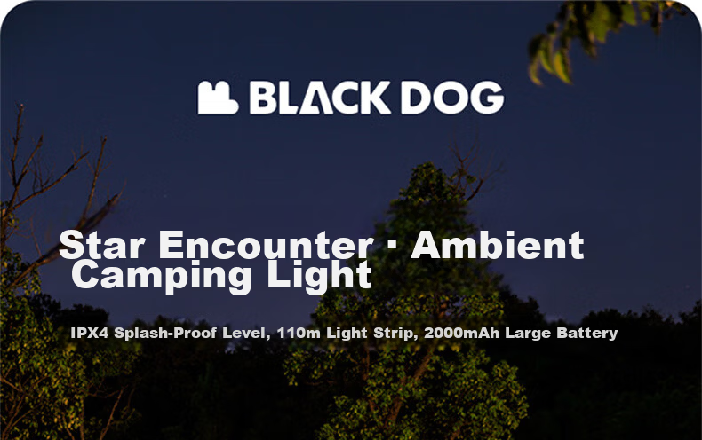 Black Dog Ambient Camping String Lights Outdoor Camping Decorative Lighting Tape Measure Storage 10m 1