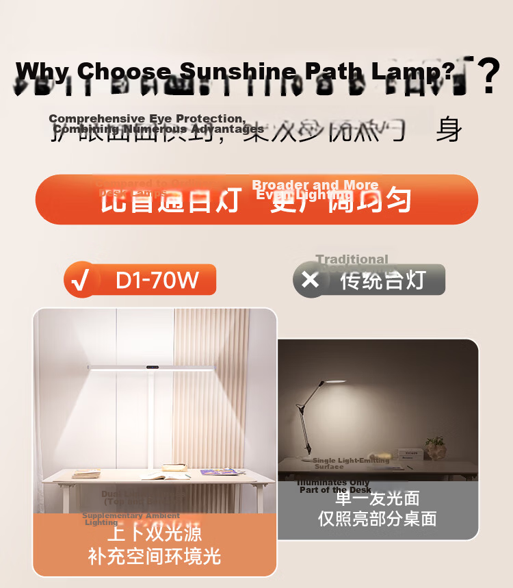 Haishibao Vertical Eye Protection Street Lamp Red Light Full Spectrum Floor Lamp Small Street Lamp Desk Lamp Children's Study Lamp D1-70W 2