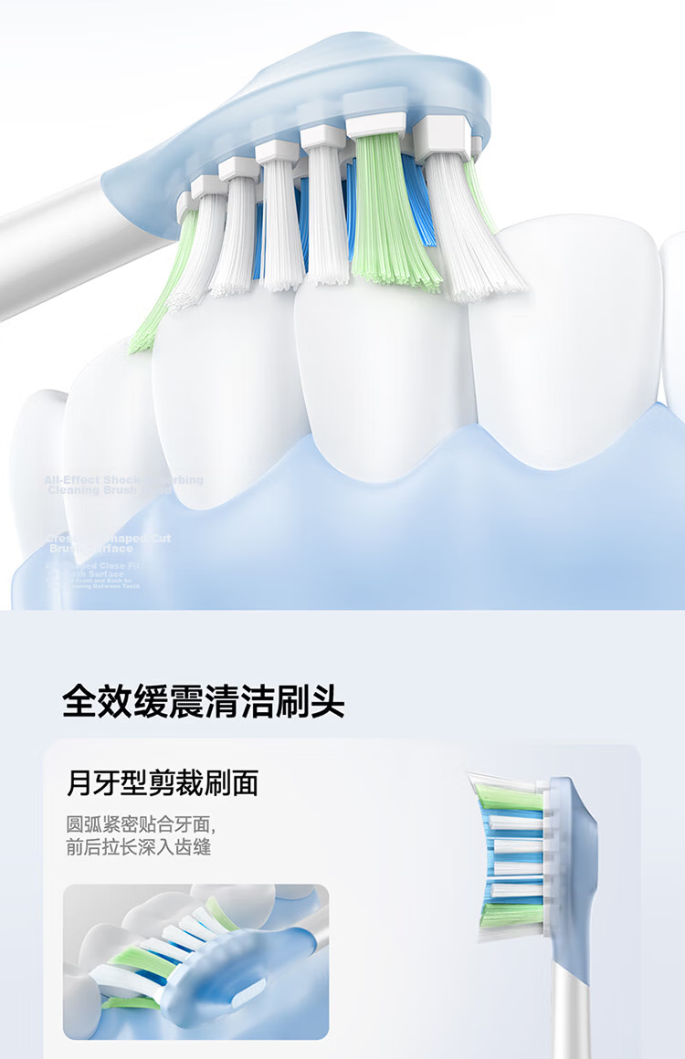 Mijia Multi-Directional Vibration Series All-Purpose Shock-Absorbing Toothbrush Heads Deep Blue 3-Pack 10