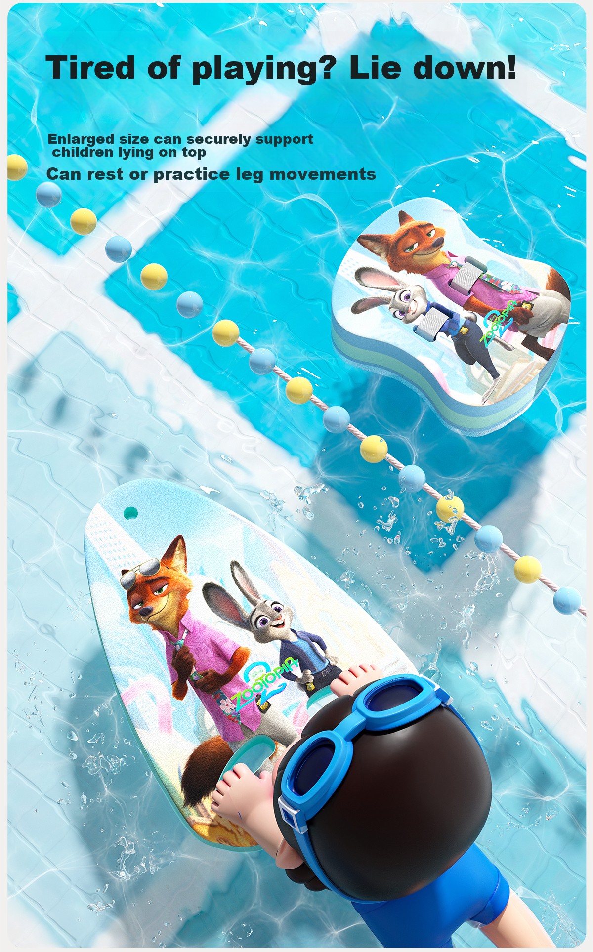 Disney Swimming Kickboard Children's Float Board Beginner Training Aid D96710S Zootopia Back Float 3