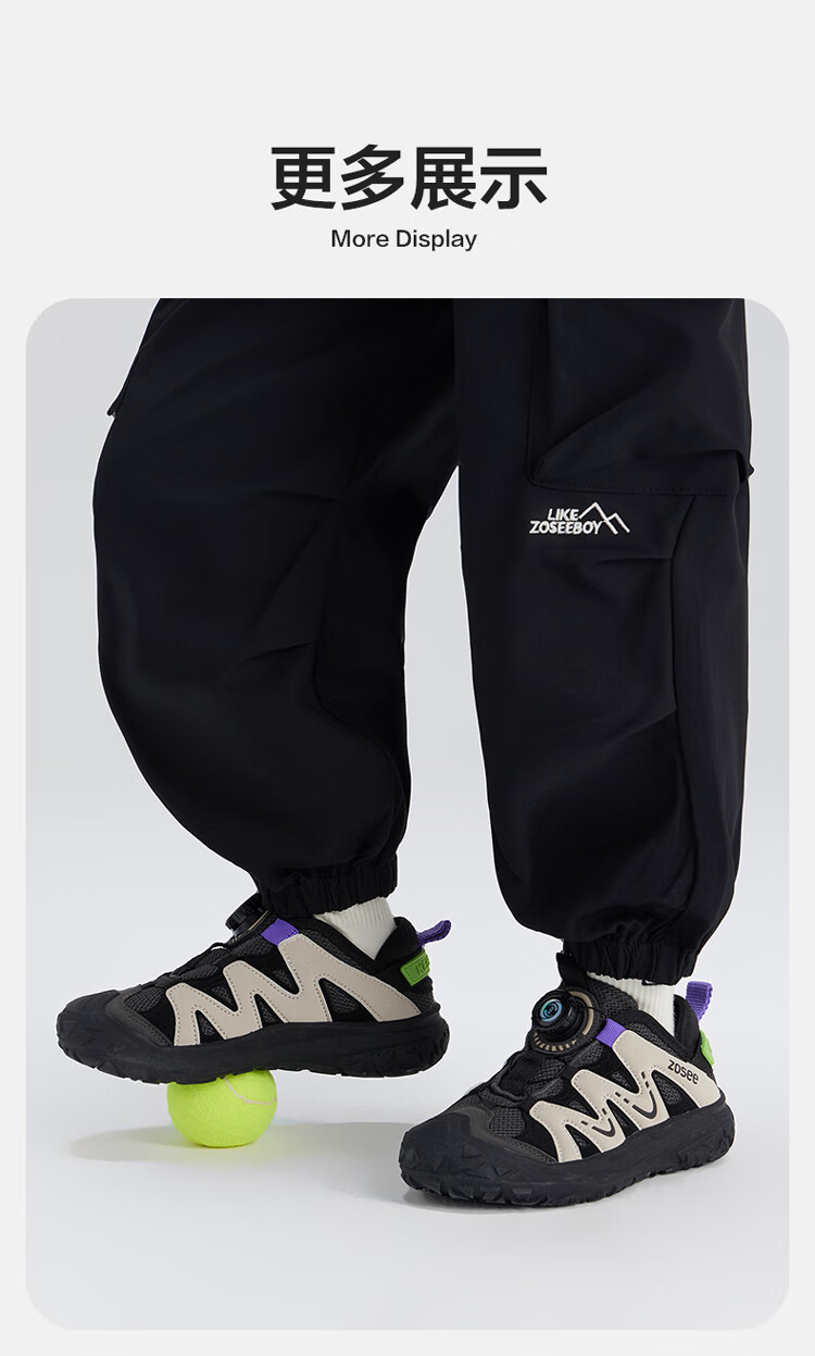 Zuo Xi Boys Sports Shoes Children's Shoes 2025 New Button Functional Mesh Breathable Casual Water Shoes Black Size 31 1