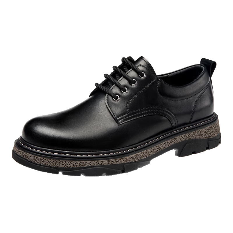 Aokang Official Men's Sports Leather Shoes Comfortable Work Shoes Black Size 42