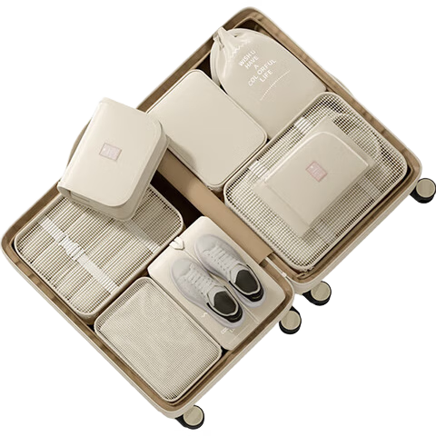 Baicaoyuan Travel Storage Bag Luggage Organizer Essential Packing Cube for Clothes and Underwear White