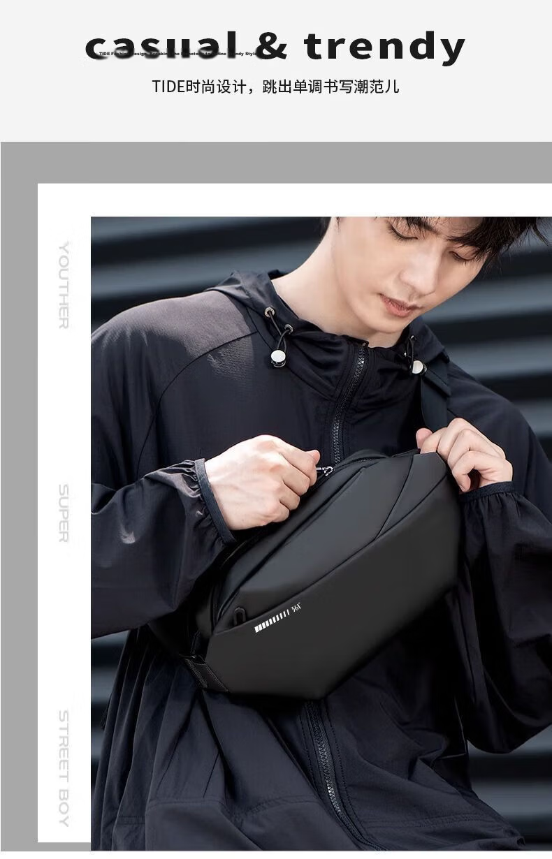 361° Men's Crossbody Bag Lightweight Outdoor Chest Bag Large Capacity Commuter Shoulder Bag Simple Durable Sling Bag Cycling Bag New 3