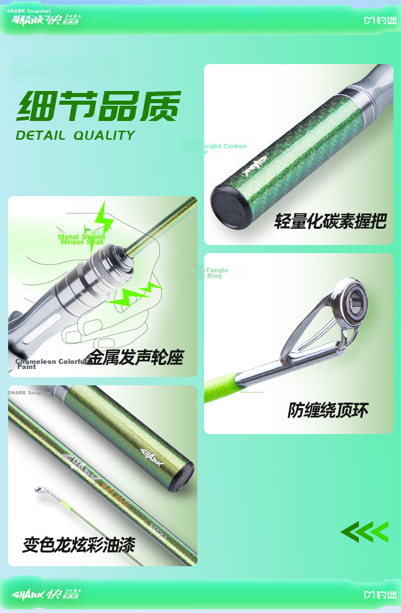 FishingFans Quick Shark Ma Kou Micro Lure Rod UL Solid Tip Stream Casting Beginner Rod 1.5m Straight Handle Spinning Reel Combo 2