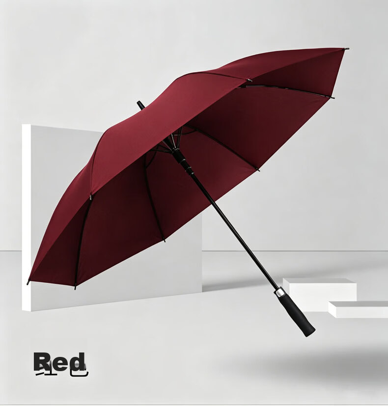 Meebordi Oversized Long Handle Umbrella 8 Ribs Double Person Men's Business Semi-Automatic Golf Red Umbrella Customizable 16