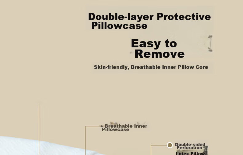 Mercury Home Textile Latex Pillow 93% Thai Imported Natural Latex Core Pillow for Adults and Students Dormitory Use 24