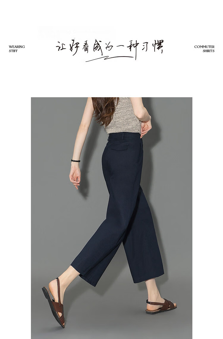 Demana [with Flax Cloud Oxygen Cotton] Summer Lightweight Breathable Straight-Leg Cropped Pants Slim Fit Petite Casual Pants for Women Premium 10