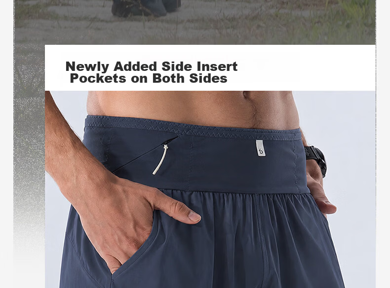 Feibit Air Pants 4.0 Men's Waist Bag Shorts Breathable Running Sports Pants 5-Inch Quick-Dry Classic Black S 4