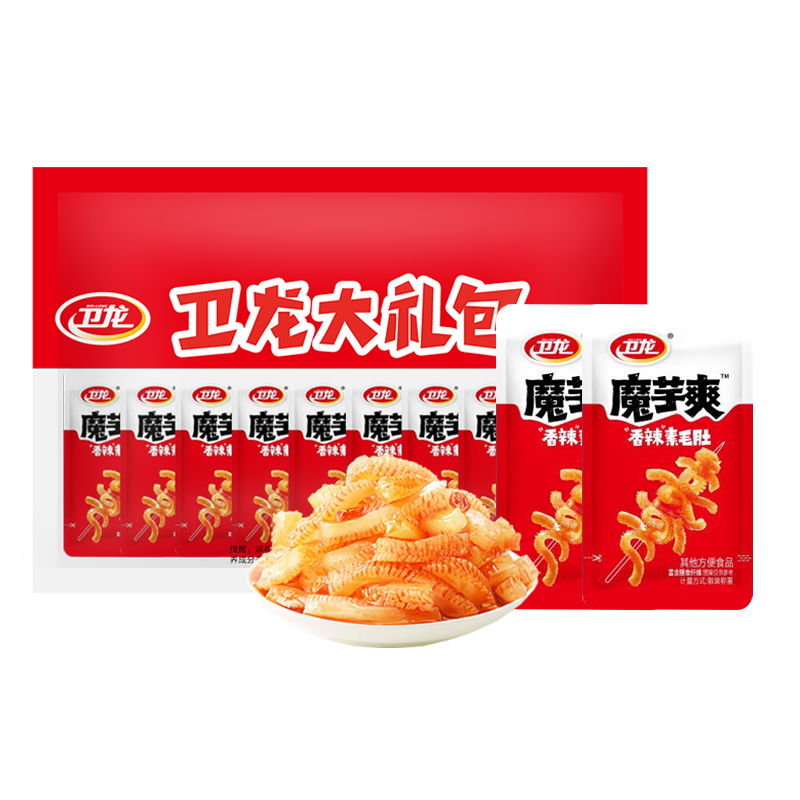 卫龙 魔芋爽 素毛肚 香辣味 休闲办公便携零食礼包 180g