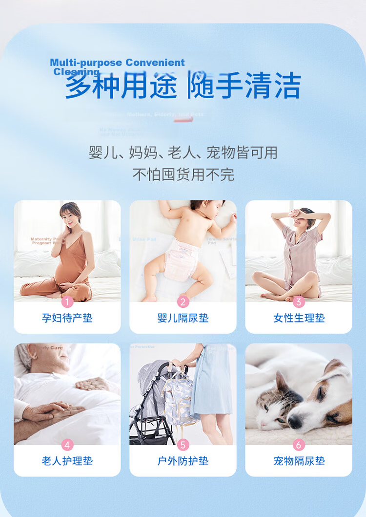 Zichu Baby Disposable Diaper Pads 100pcs 33x45cm Class A Waterproof Breathable Washable Baby Care Pads 6