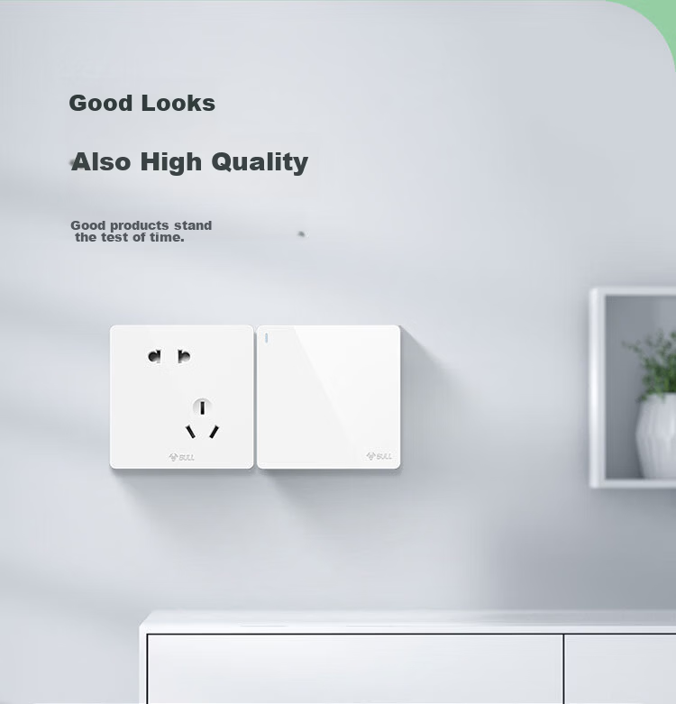 BULL Switch Socket, G12 Series, 10A Five-Hole Socket, 86-Type Socket Panel, G12Z223S, Ivory White 12