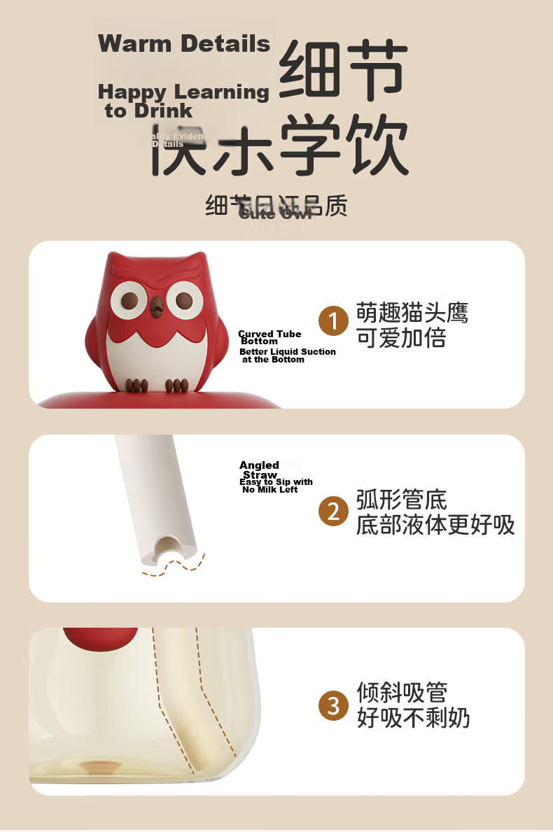 Beingmate Children's Milk Cup Baby Straw Drinking Cup with Scale Anti-Choking Bottle for Babies Over 6 Months 12