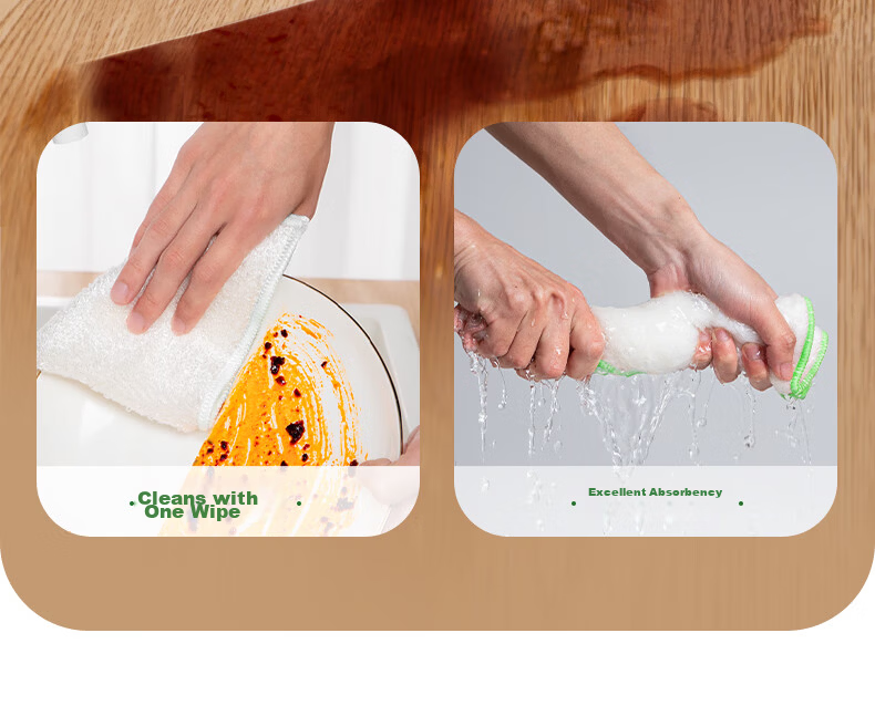 Yunlei Bamboo Fiber Cleaning Cloths 23x18cm 3-Pack Oil-Resistant Kitchen Wipes Absorbent Easy-Clean Lint-Free 6