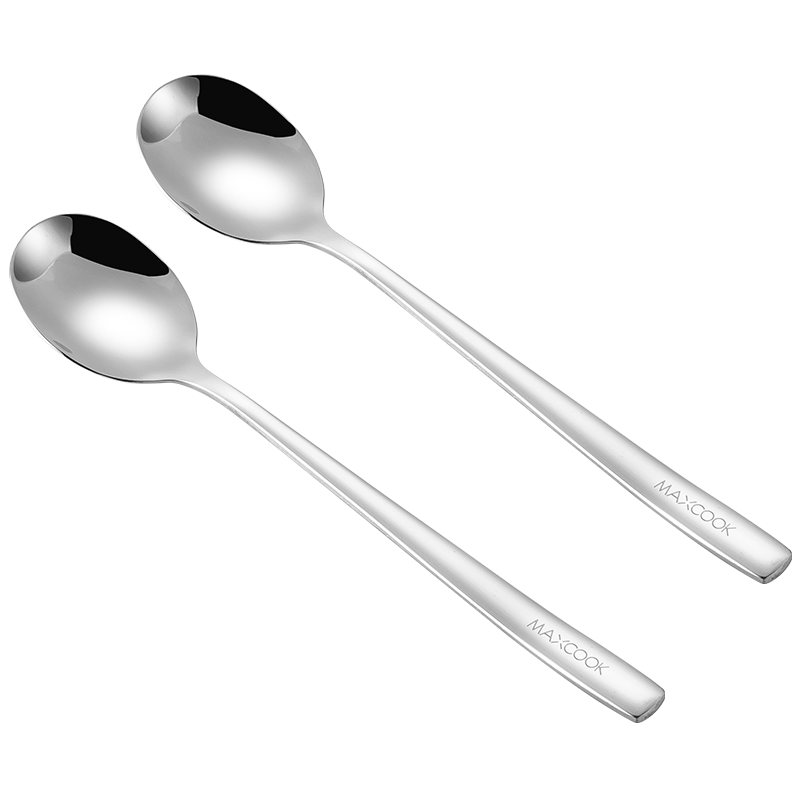 MAXCOOK 316L Stainless Steel Soup Spoon Large Round Bottom Serving Spoon Rice Spoon 2-Piece Set MCGC8475