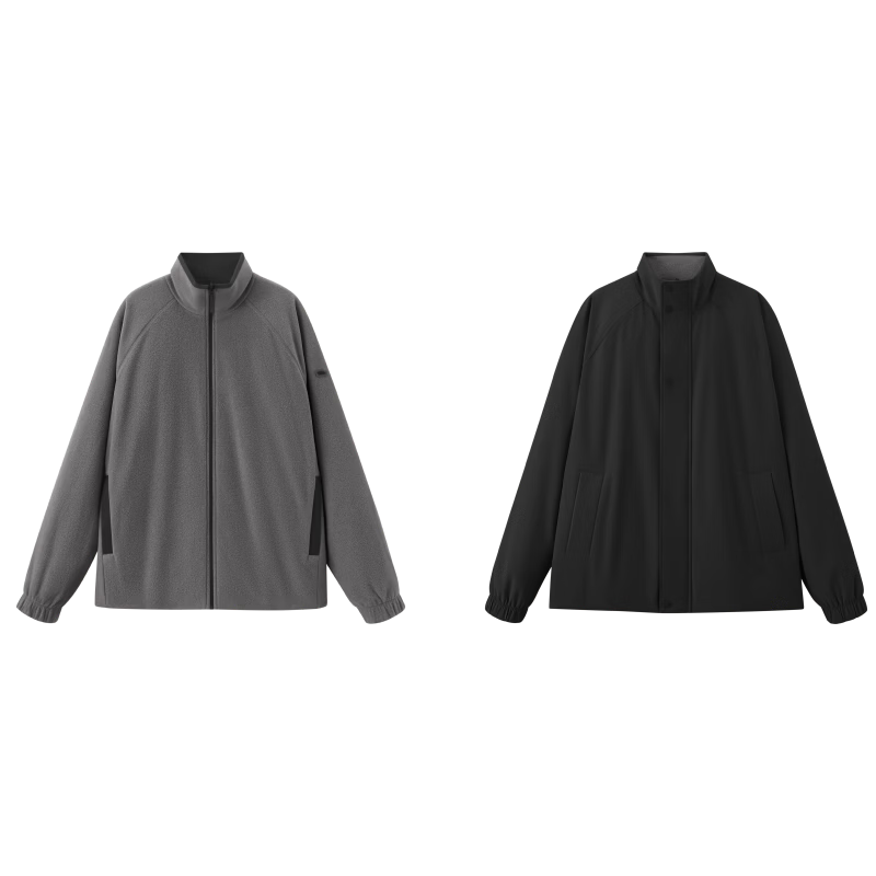 Beneunder Men's Reversible Fleece Jacket Executive Softshell Shell Inner PM129 Gray M