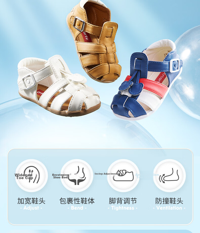 Katetu Children's Sandals, Girls' Summer Walking Shoes, Princess Shoes, for Ages 1-6, Boys' Closed-Toe Soft-Soled Baby Sandals XZ36 2