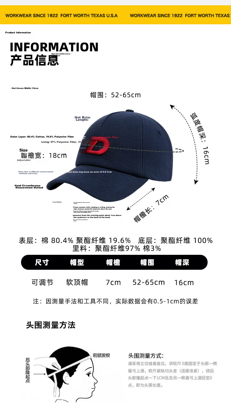 Dickies New American Style Colorblock Letter D Baseball Cap Unisex Soft Top Face-Flattering Embroidered Outdoor Duckbill Hat White 2
