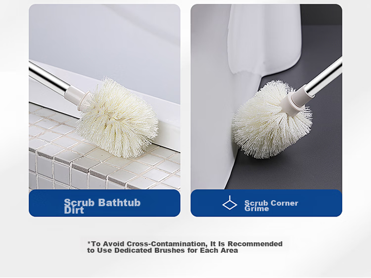 LYNN Antibacterial Toilet Brush with Extended Handle, Round Head, No Dead Angle, Smart Toilet Cleaning Kit 15
