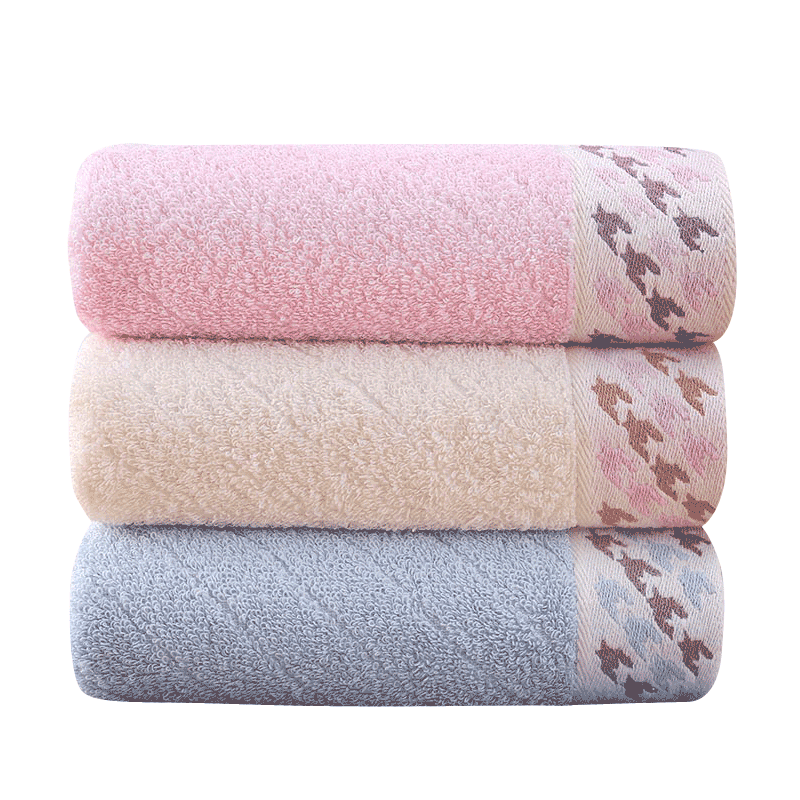 Grace Towel And Home Textile, Xinjiang Cotton Houndstooth Pattern Face Towel, Thickened Absorbent Face Cloth, Three-Pack, Red/blue/beige