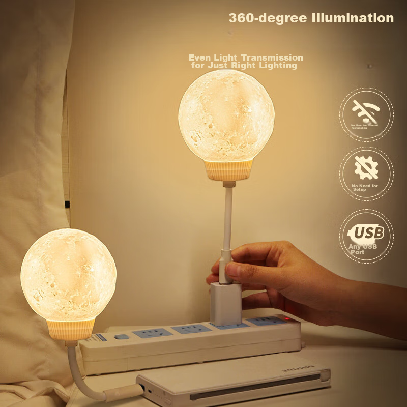 Heart Lock Voice-Controlled Moon Night Light Smart Voice-Controlled Lamp Bedroom Bedside Mood Light Language-Controlled Sensor Light Birthday Gift