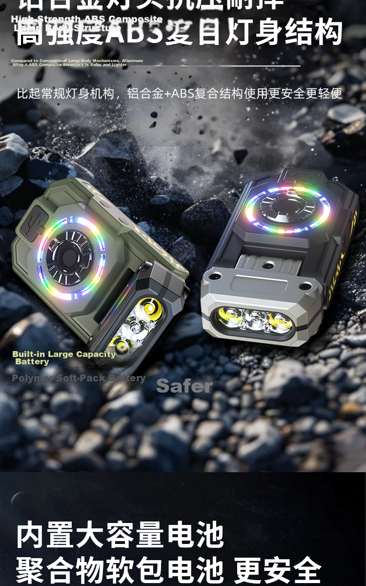Cavalry High-Brightness Outdoor Fishing Rechargeable Sensor Headlamp Long-Lasting Hand Wave Sensor Hat Clip Flashlight 12