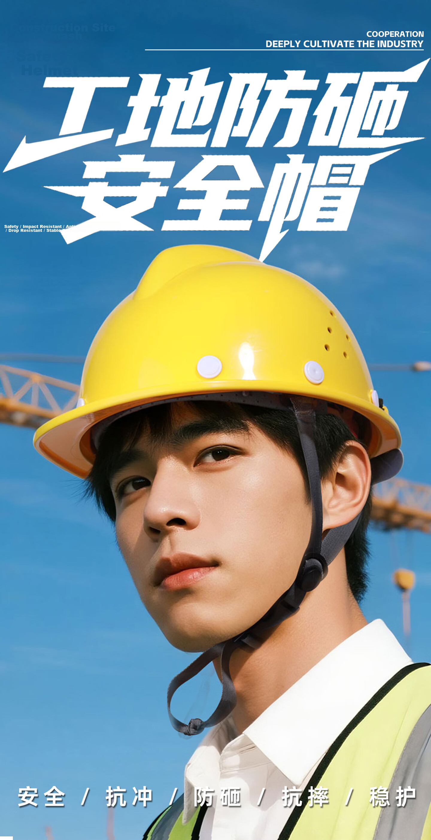 Norris Safety Helmet Construction Site National Standard Anti-Smash Impact Electric Insulation Power Engineering Construction Helmet V-Type White Stud Ventilated Blue 1