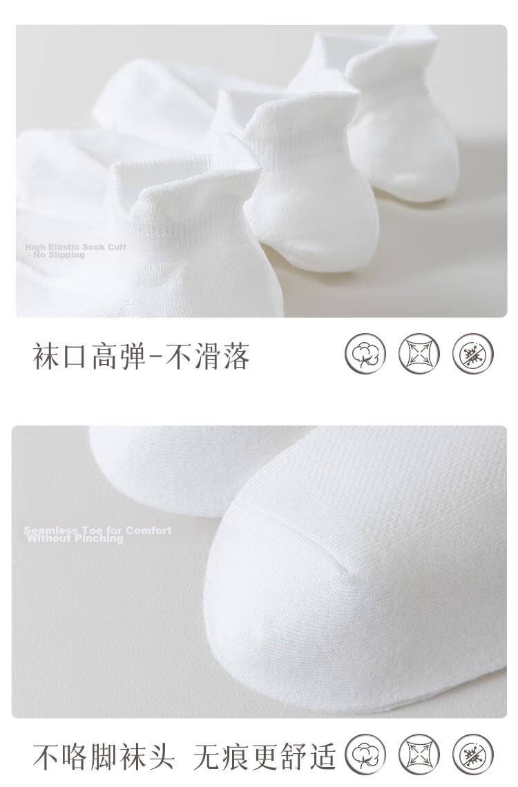 Miiow Women's 6 Pairs Summer 100% Cotton Antibacterial Deodorant White Breathable Mesh Low-Cut Socks 20