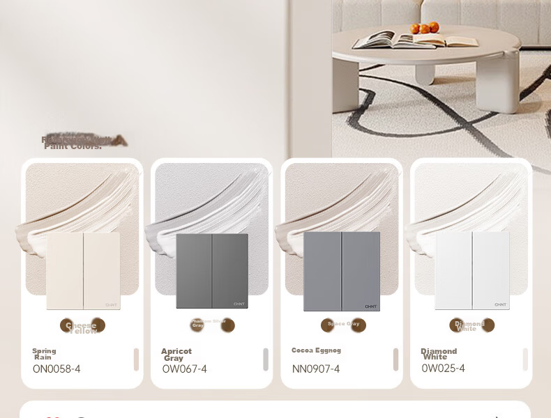CHNT Switch Socket No-Paint Cream Style Large Panel Socket Faceplate Concealed X1M One-Gang Single-Control Five-Hole 13