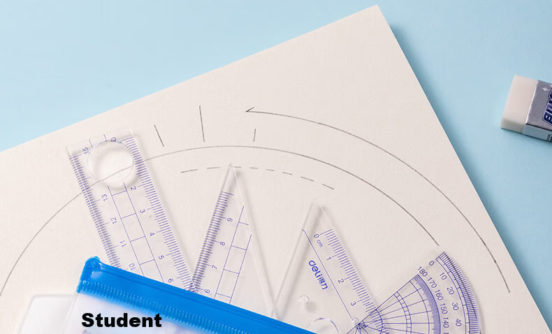Deli Three-In Ruler Set, 4-Piece Drawing And Drafting Kit, for Postgraduate Entrance Exam, College Entrance Exam, Blessing Gift, High School Graduation Exam, Straight Ruler, Triangle Ruler, Protractor 2