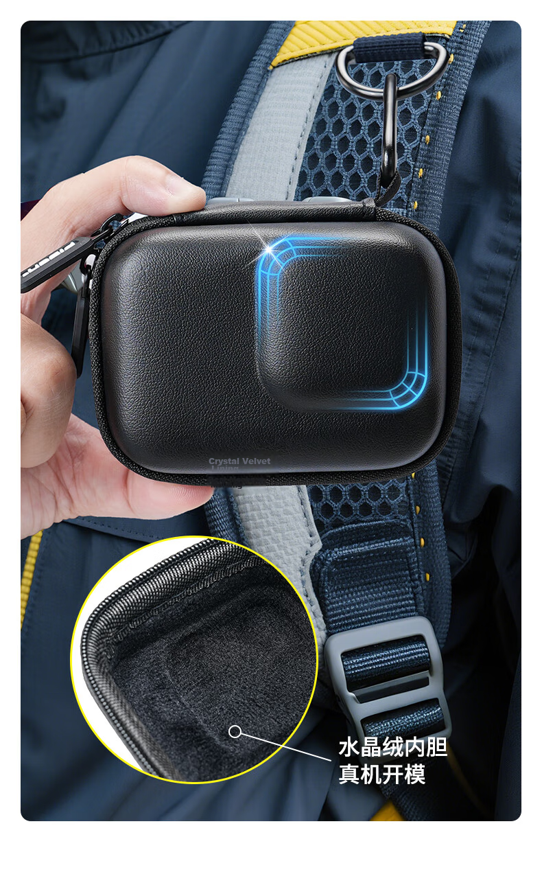 Pisen Compatible DJI Action 5 Pro/4/3/6 Sports Camera Storage Bag Universal GoPro 13/12 Body Protective Case Double Zipper Quick Release Bag Black 5
