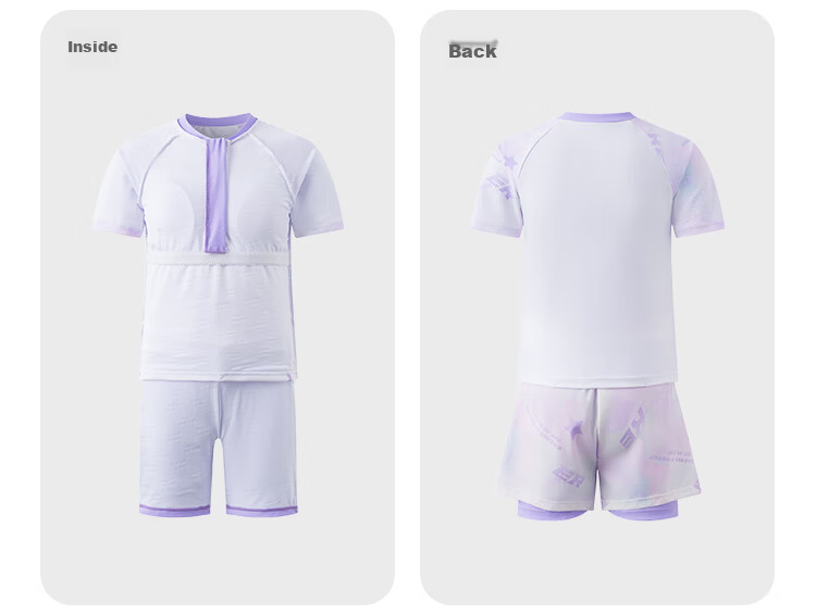 ERKE Kids Girls Two-Piece Double-Layer Swimwear Set for Small, Medium, and Large Children, Hot Spring Swimming Suit for Girls 12