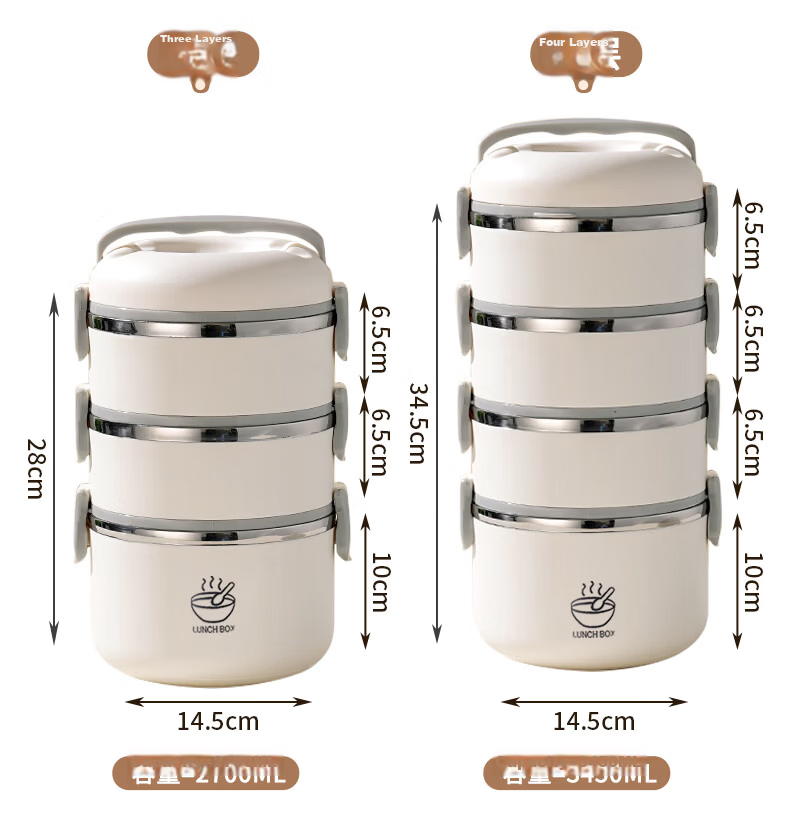 Ymer Multi-Layer Insulated Lunch Box Microwaveable Large Capacity Stainless Steel Double-Layer Bento Box for Office Workers 24