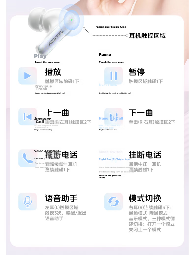 Tonemay M4 [True HiFi Sound Quality] Wireless Bluetooth Earphones, In-Ear Active Noise Cancellation, Long Battery Life, for Running, Sports, Calls, E-Sports Gaming, Universal, Valentine's Day Gift, New Year Black 21