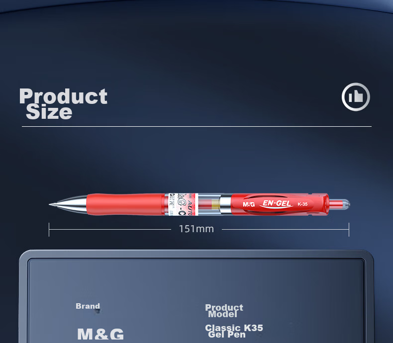 M&G K35 Retractable 0.5mm Red Gel Pen Student Signature Business Bullet Tip Office Supplies 3pcs/Box 27