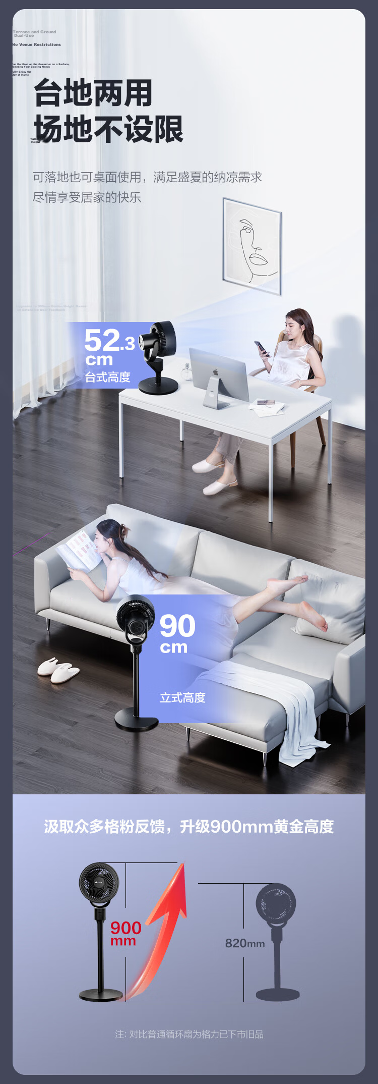 GREE Aromatherapy Remote Control Air Circulation Fan Electric Floor Fan Quiet Home High Wind Power Oscillating Bedroom Energy-Saving Small Fan Air Conditioner Companion FXD-1902Bg3 8