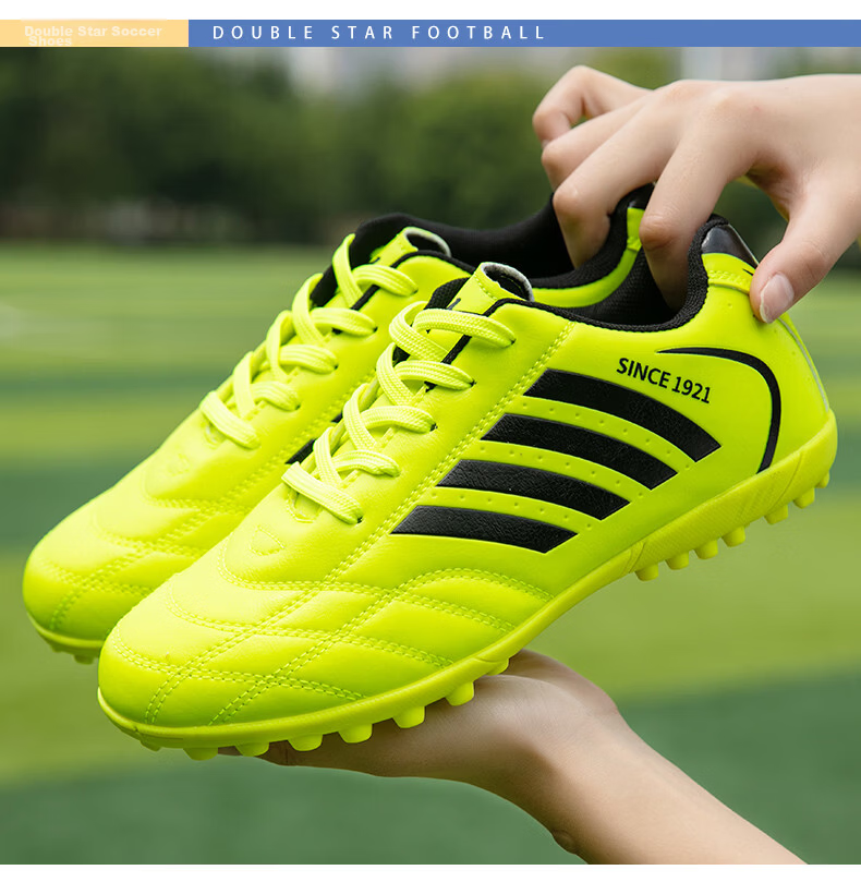 Shuangxing Men's Football Shoes Professional Adult Durable Lightweight Comfortable TF Soccer Cleats White Platinum 41 17