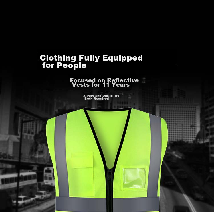 Baige Reflective Vest Breathable Construction Traffic Warning Sanitation Safety Vest Multi-pocket Zipper Style CW566564 1
