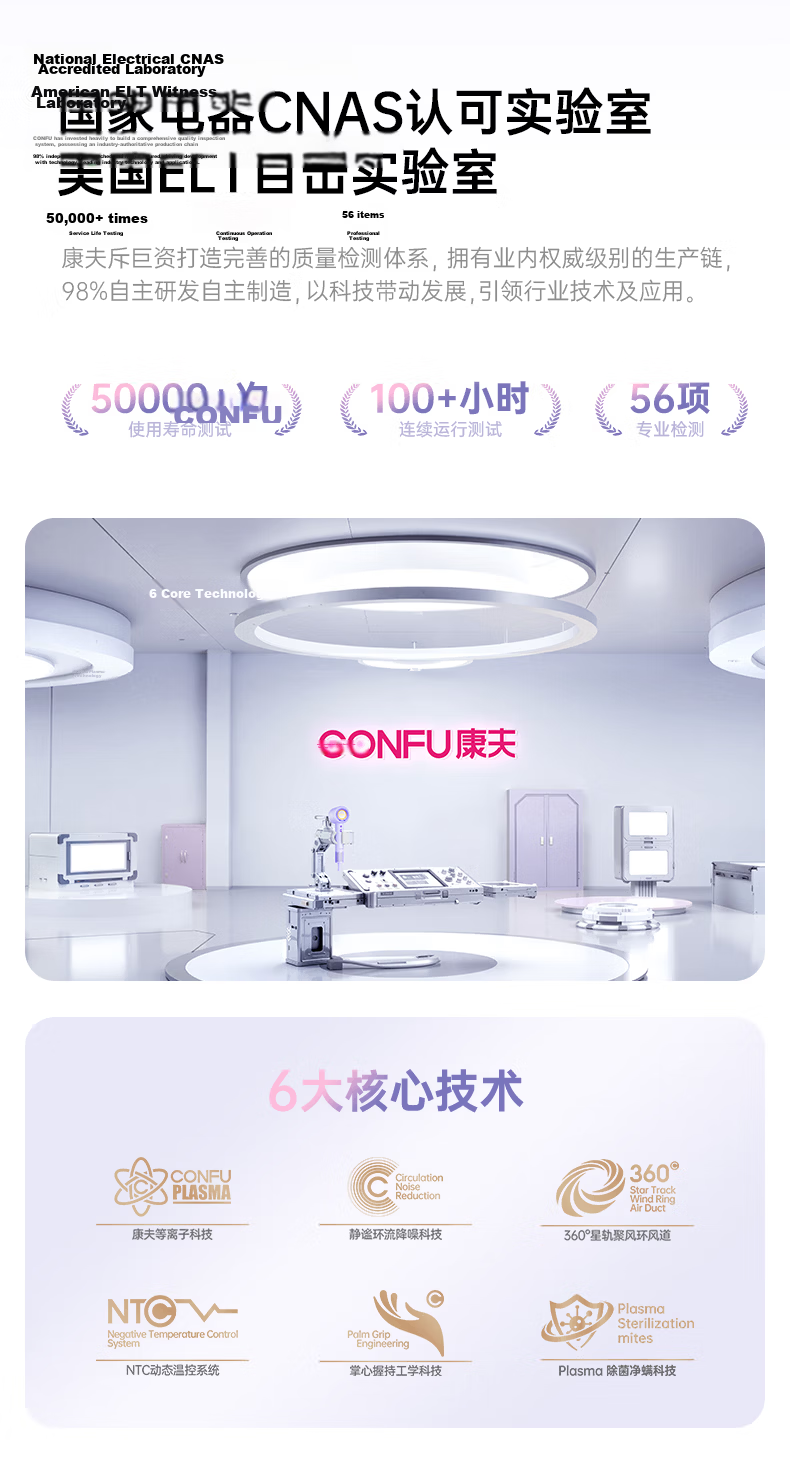 CONFU High-Speed Hair Dryer 5 Billion Plasma Home Use High Power Strong Wind Fast Drying Damage-Free Negative Ion Birthday Gift for Girlfriend F9Pro White 1