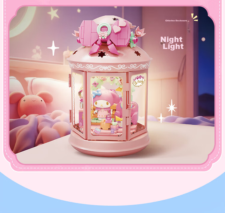 TOP TOY Sanrio Light and Shadow Dream Series Hello Kitty Night Light Building Blocks Girls New Year Gift 27