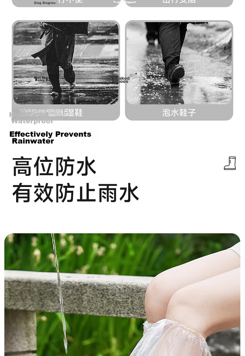 Qihaiqiu Disposable Rain Shoe Covers Unisex Thickened Wear-Resistant Outdoor Hiking Waterproof Non-Slip Foot Covers 30-Pack 3