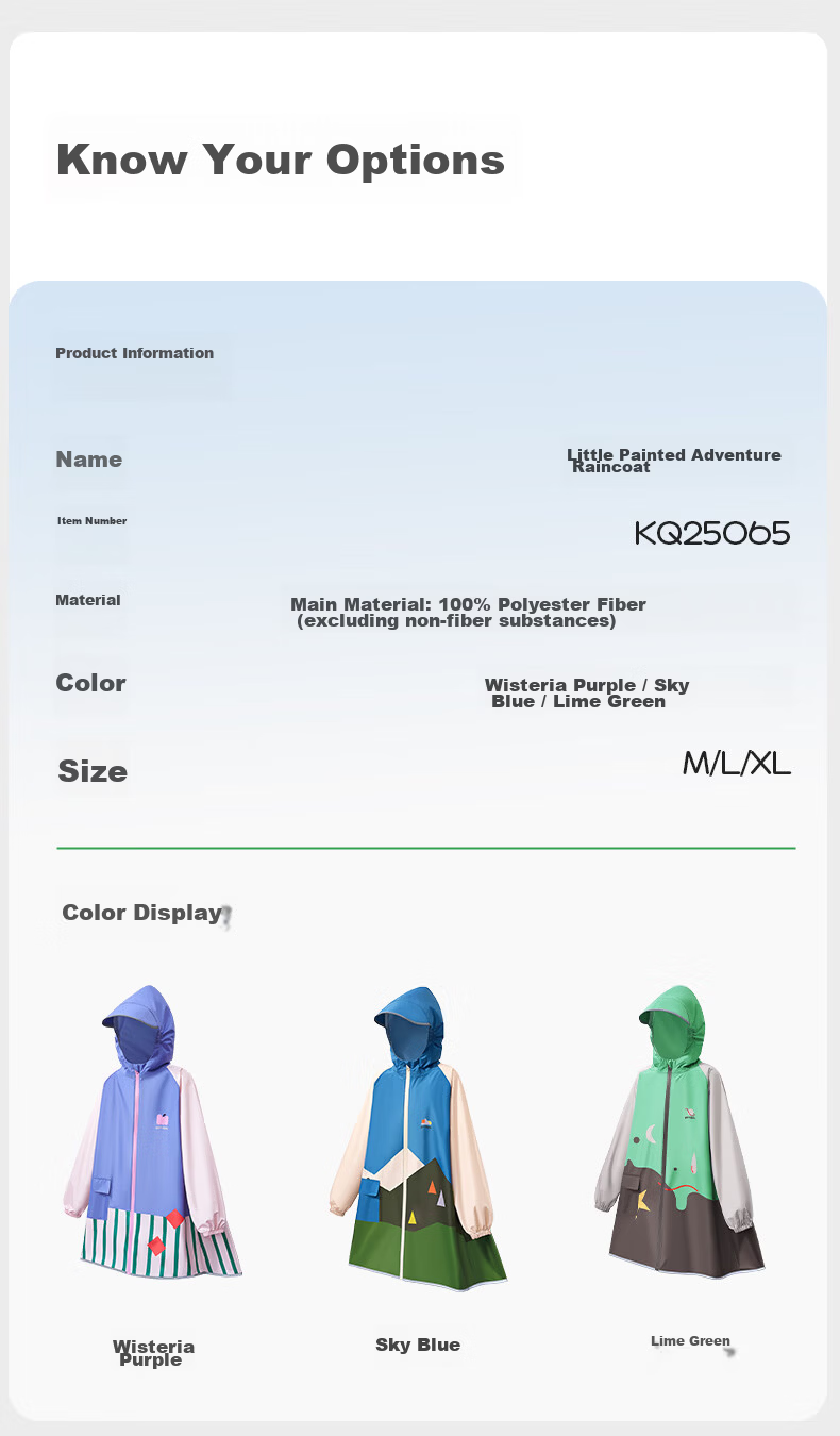 Kocotree KK Tree Kids Raincoat with Backpack Cover for Boys and Girls, Children's School Rain Poncho 27