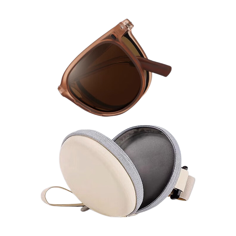 LESCA LUNETIER 2026 Ultra-Light Pocket Folding Sunglasses for Women, High-End UV Protection Polarized Glasses for Men, Coconut Brow