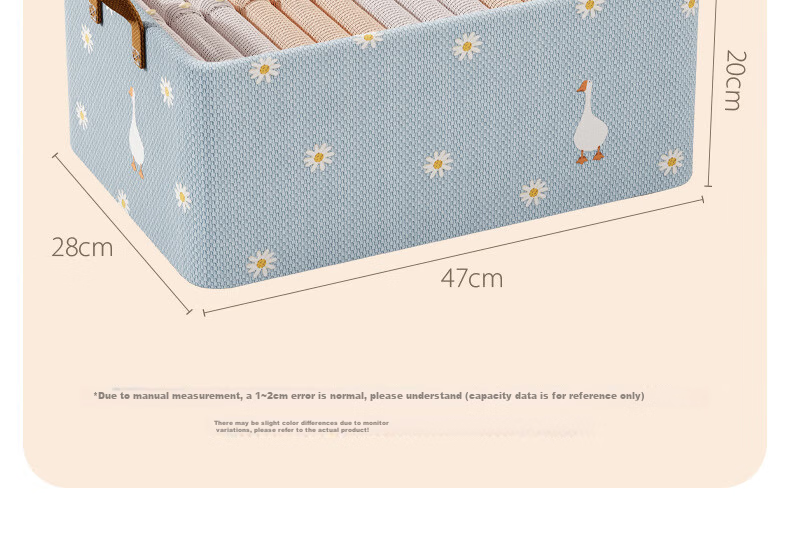 Dreaming Home Fabric Storage Box Household Storage Basket Wardrobe Storage Bin Clothes and Pants Organizer Beige Little Duck 18