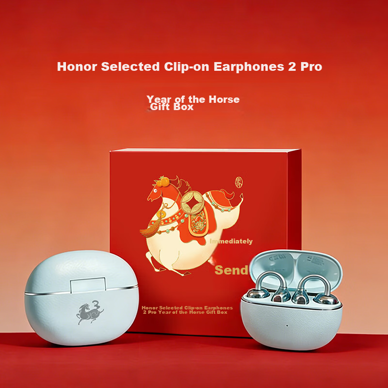 Honor Choice Clip-On Earphones 2 Pro [Year of the Horse Gift Box] Bluetooth Earphones Comfortable Bone Conduction Long Battery Life Ultra-Clear Sound Sky Blue Glaze