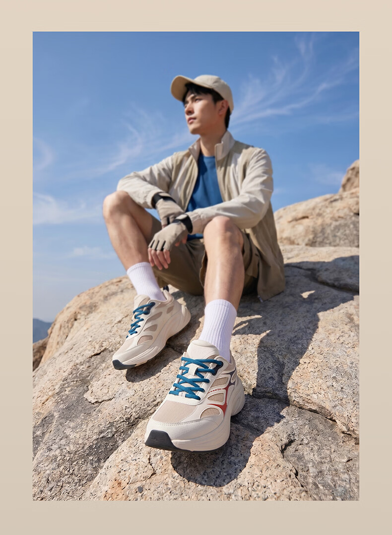 ERKE Men's Sports Shoes Leather Mesh Breathable New Casual Thick Sole Dad Shoes Fengxiwu 3.0 18