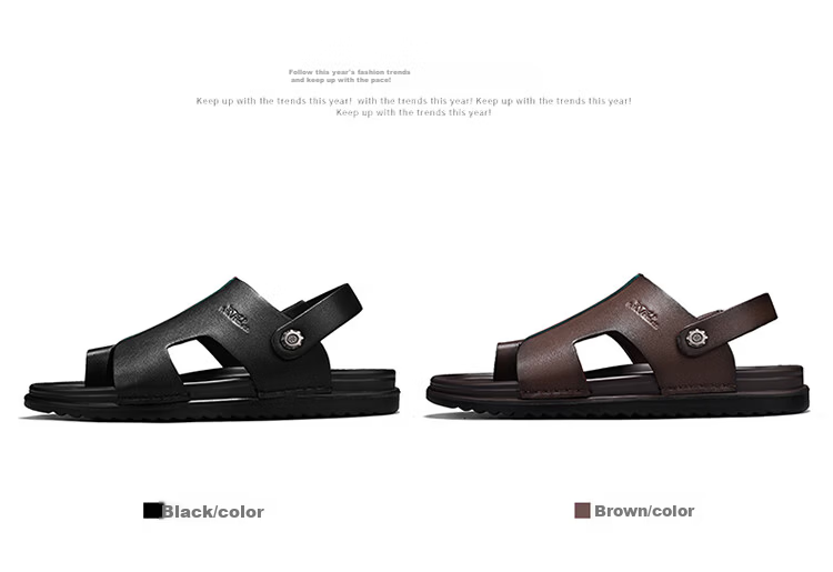 Bull Family Men's Summer Sandals New Beach Shoes Genuine Leather Dual-Purpose Slippers for Middle-Aged and Elderly Fathers 6